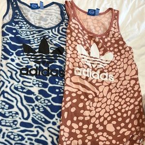 Blue and pink adidas tops